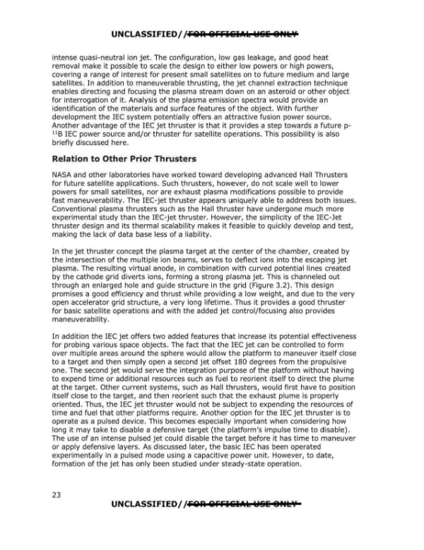 Page 30 of AAWSAP DIRD, Inertial Electrostatic Confinement Fusion, March 2010